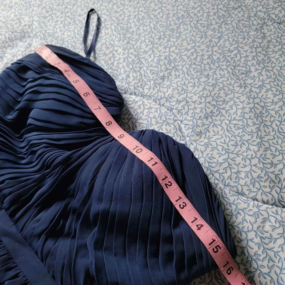 Weddington Blue Strapless Chiffon‎ Full Length Maxi Dress Gown Size 2 - Picture 9 of 14